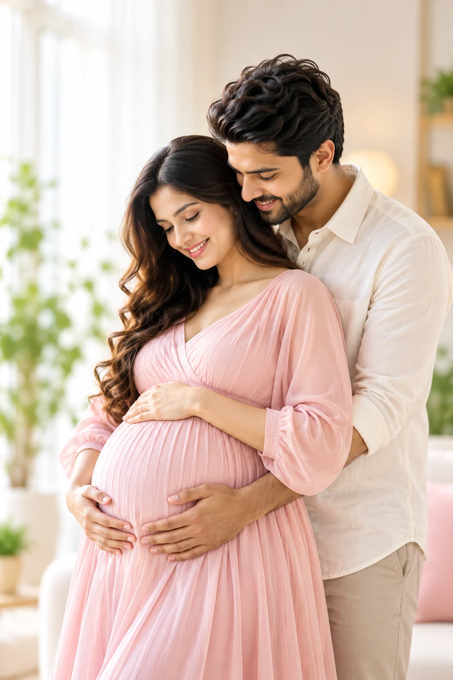 Expectant parents sharing a warm moment